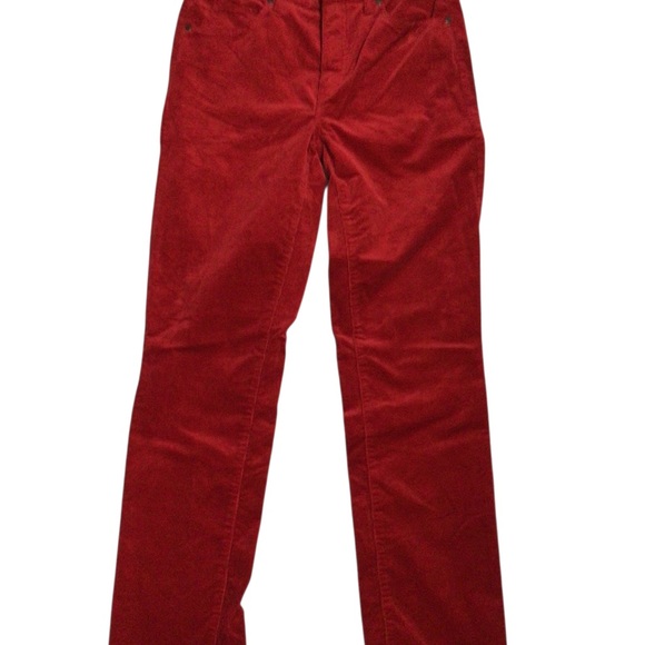 Talbots Red Corduroy Pants Size 6 High Waist Straight Leg - Picture 2 of 10